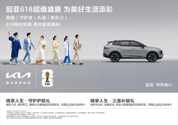 致敬守护者 礼遇新生力，起亚618限时鉅惠，购车享购置税补贴还送千元油卡