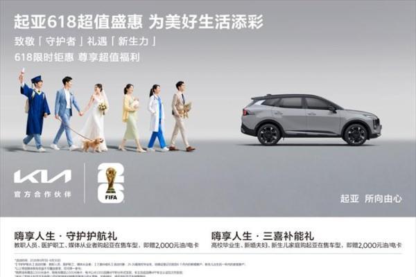 致敬守护者 礼遇新生力，起亚618限时鉅惠，购车享购置税补贴还送千元油卡