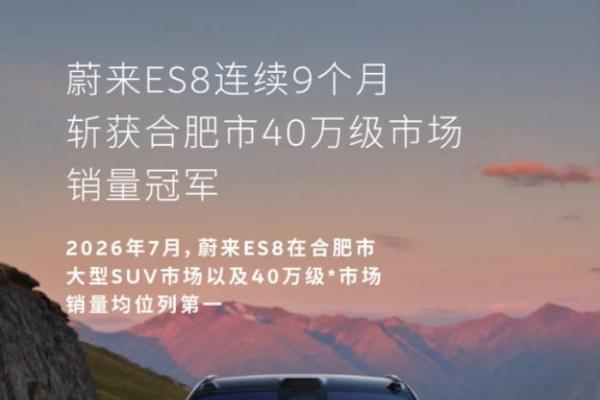 蔚来公司2026年1-7月累计销量登顶合肥市乘用车市场