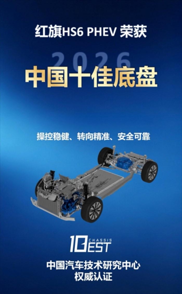 红旗HS6 PHEV斩获“2026中国十佳底盘”双项权威荣誉！
