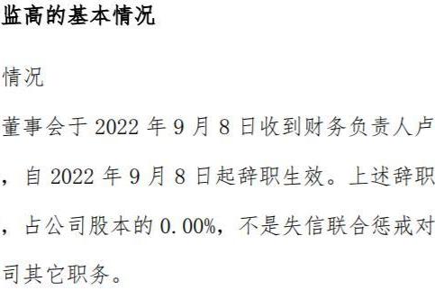 赞存科技财务负责人卢刚辞职 2022年上半年公司亏损11.94万