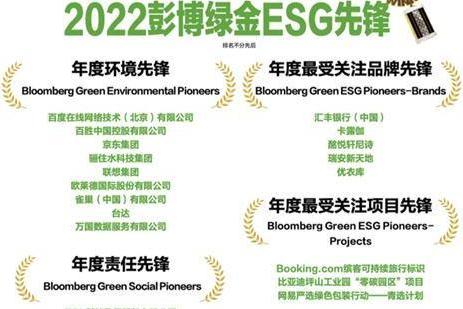 爱立信荣获“2022彭博绿金ESG年度责任先锋奖”