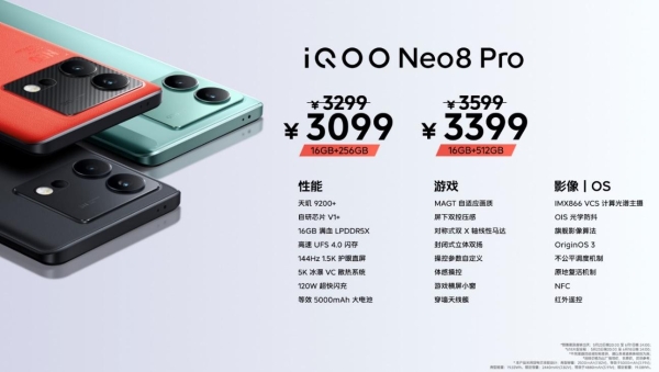 iQOO Neo8系列发布：首销2299元起，更有丰富iQOO产品矩阵