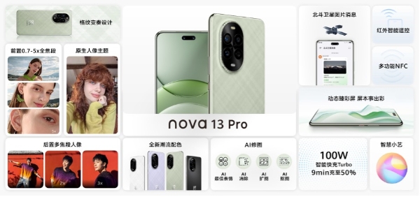 打造前后多焦段AI人像：华为nova 13系列发布，售价2699元起