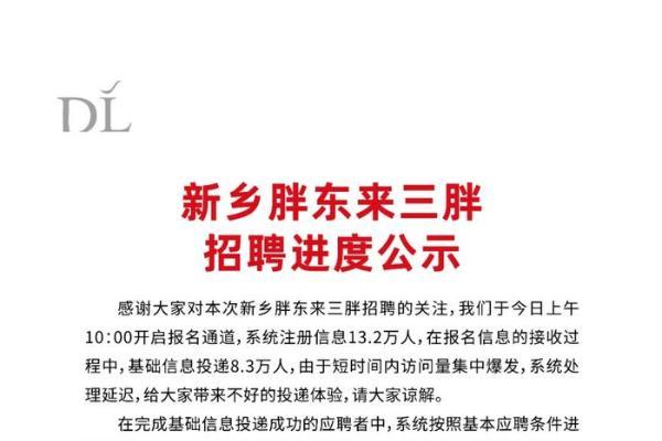8.3万人投简历“挤崩”胖东来招聘网站，于东来回应