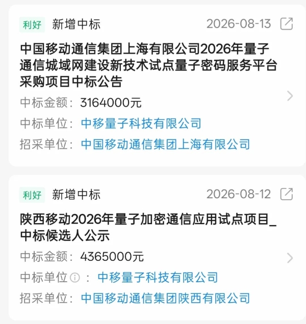 中国移动加速建设量子城域网！