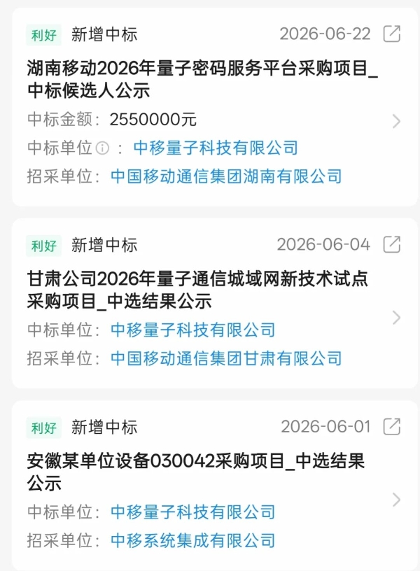 中国移动加速建设量子城域网！