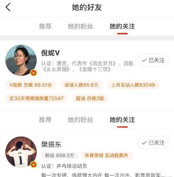 樊振东倪妮互关冲上热搜，此前倪妮曾表示自己很欣赏对方，但完全不认识