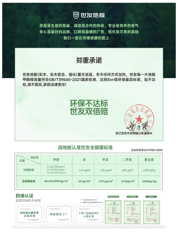 环保不达标，世友双倍赔！世友地板以“全健康”重新定义家居安全