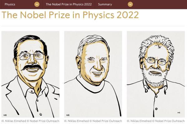 2022年诺贝尔物理学奖获奖者公布，由三位科学家共同获得