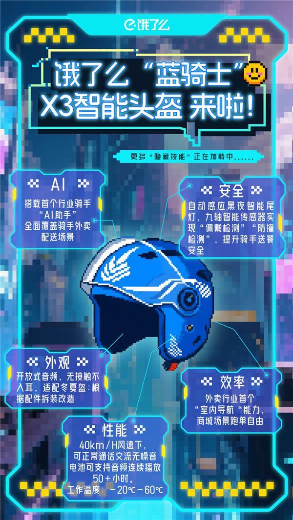 饿了么推出AI智能头盔X3，全面提升外卖骑手工作体验