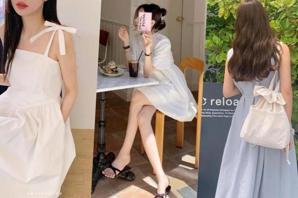 女生夏天洋装穿搭范本！韩系小清新白色洋装必备，短洋配运动鞋、没灵感只要套上这件就能时尚出门！