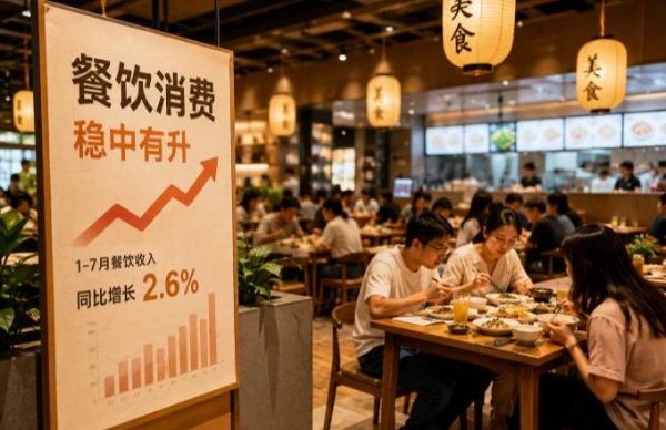 国家统计局公布最新社零数据：1-7月份餐饮收入增长2.6%