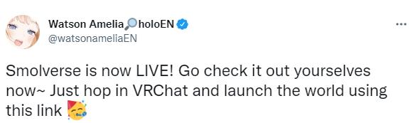 虚拟|「hololive English」VR Chat Server“Smolverse”正式向公众开放