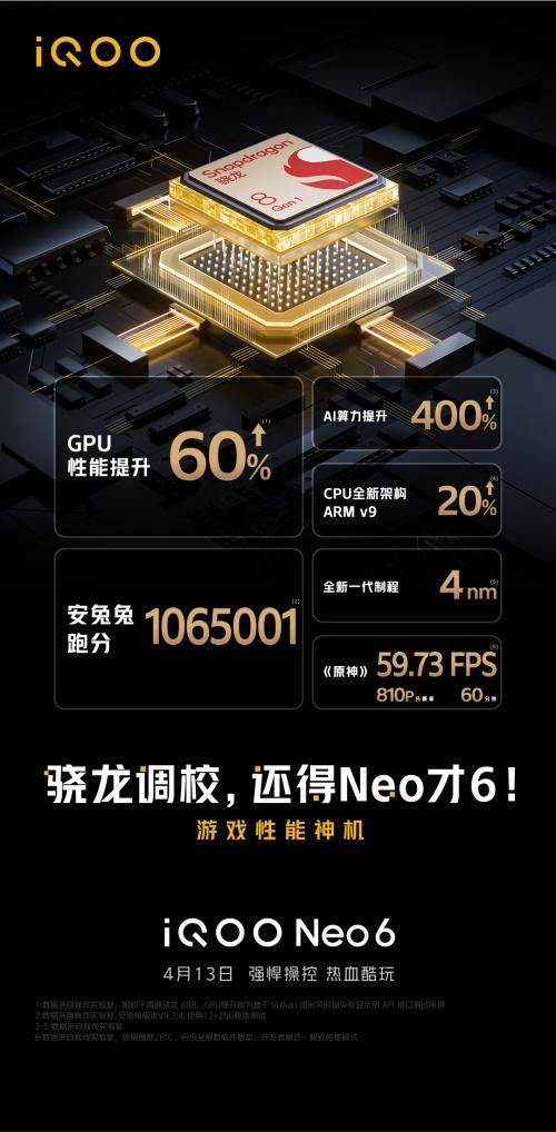 骁龙8携手独显芯片Pro iQOO Neo6带来游戏性能神调教