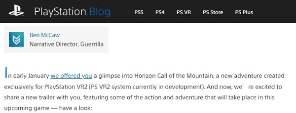 PSVR 2游戏「Horizon Call Of The Mountain」完整版本内容确认