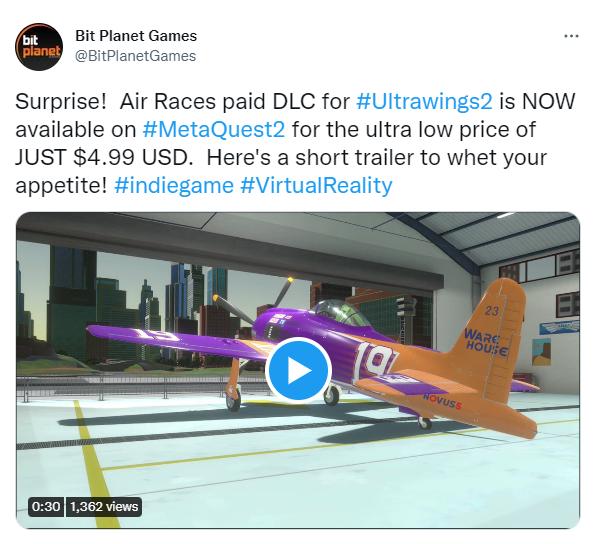 VR飞行游戏「Ultrawings 2」推出首个付费DLC