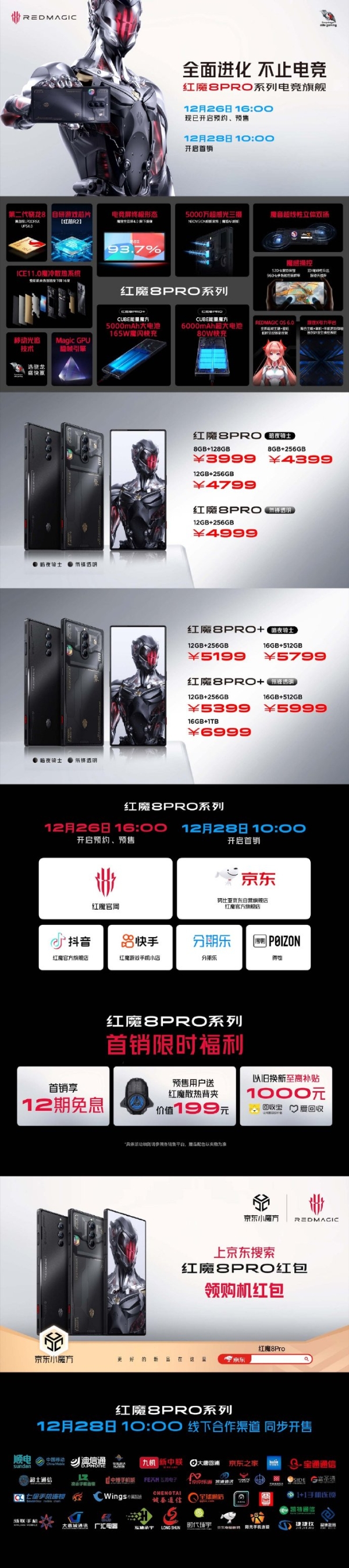 红魔8 Pro系列正式发布：首款骁龙8Gen2游戏手机 3999起售