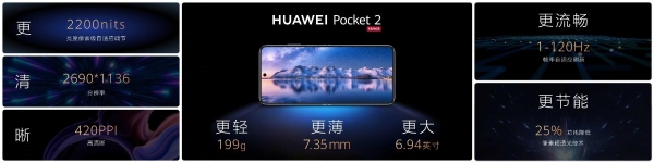 华为Pocket 2小折叠发布：首款三倍长焦、双向北斗卫星消息 7499起