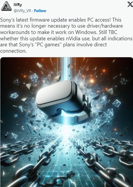 PS VR2固件更新支持“即插即用”PC连接解决方案