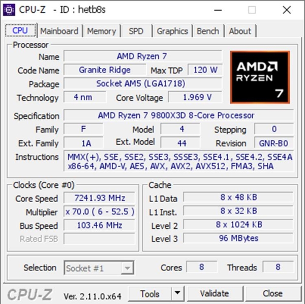 还有它不会的吗？锐龙7 9800X3D超频已达7.24GHz