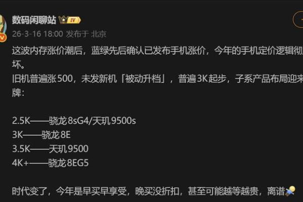 爆料：旧机涨500、新机3K起，手机价格压不住了