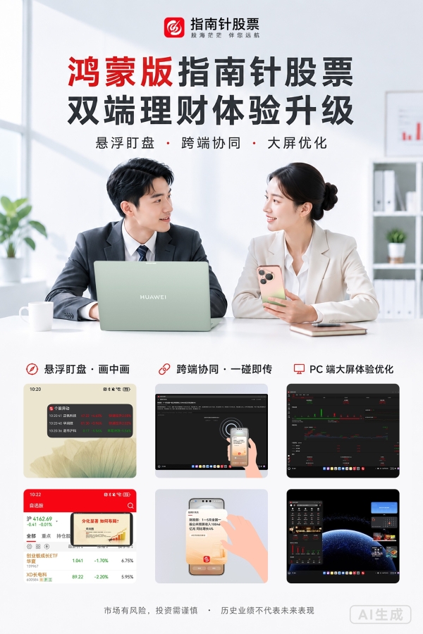 鸿蒙版指南针股票双端上新：手机电脑打配合，理财体验大升级 