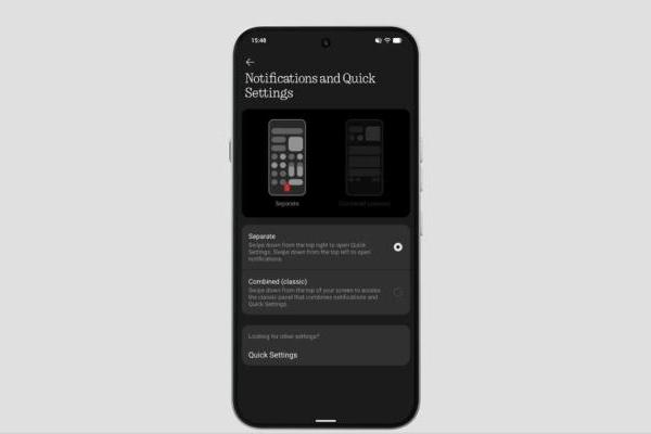 Nothing OS 5.0新功能：通知快捷设置可分离