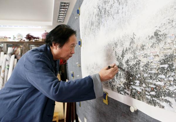 书画 | 杨留义创作大型城市山水画献礼2022北京冬奥会