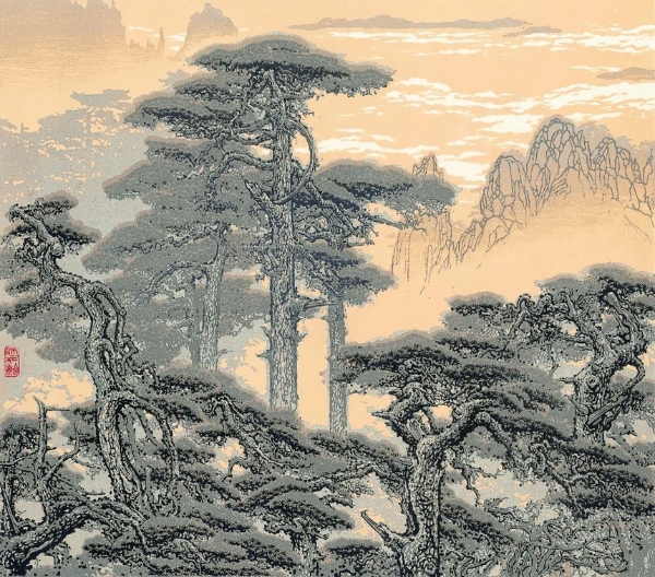 书画 | 巨型壁画《黄山胜景 天下奇观》与版画家父子