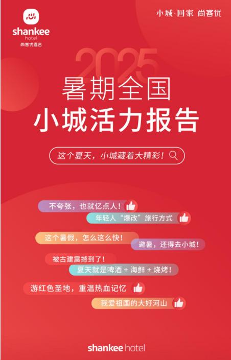 尚客优发布《暑期全国小城活力报告》：小城平均房价同比增长85%，年轻人“爆改”旅行方式，县域旅游成新宠