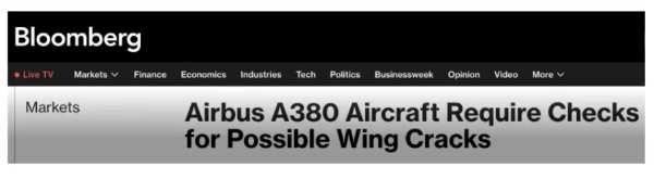 全球最大客机A380曝安全隐患，土豪航司首当其冲