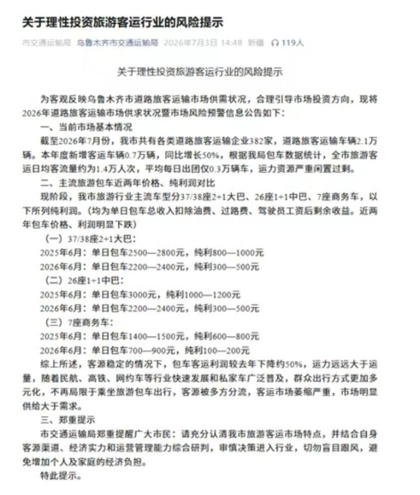 运力大幅过剩，新疆租车价格崩盘了？