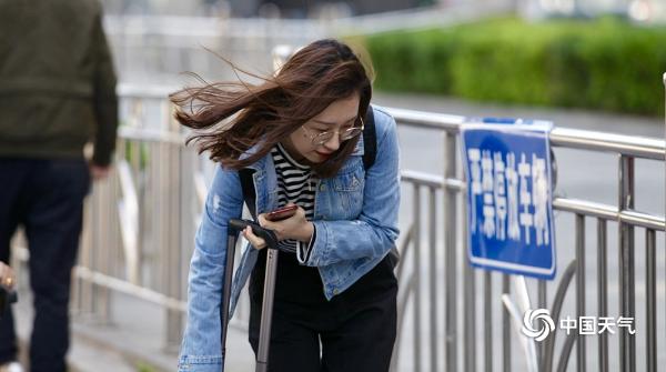 北京阵风7到8级街头美女风中凌乱