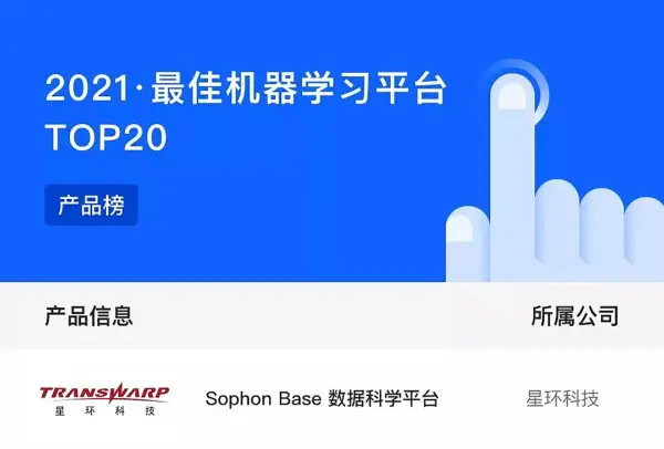 星环科技入选2021·最佳机器学习平台TOP20