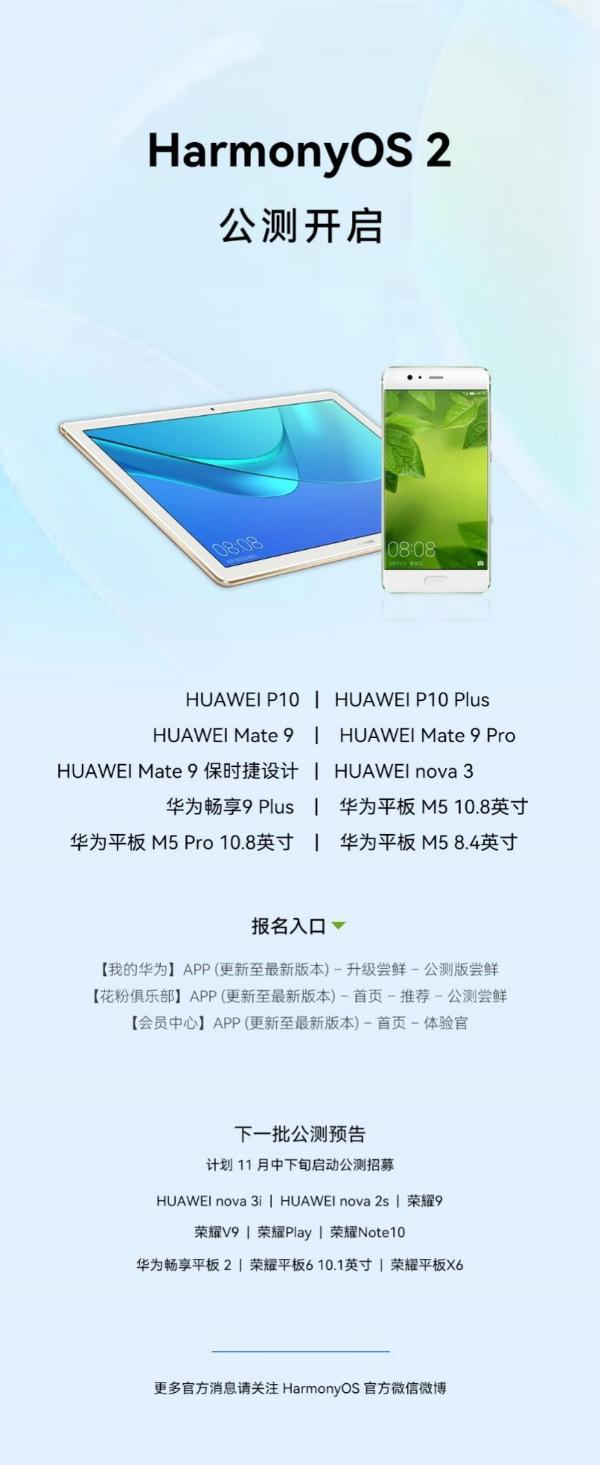 HarmonyOS 2最新升级进展！华为P10、Mate 9系列等10款机型迎来公测