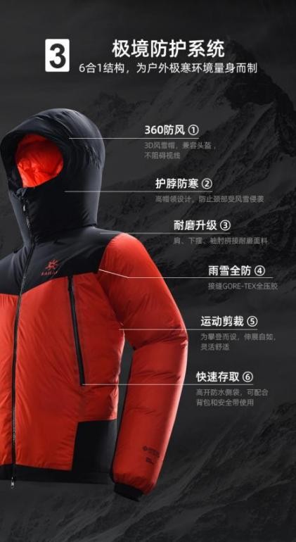  凯乐石三重防护8000GT户外羽绒服，冬日的不二之选