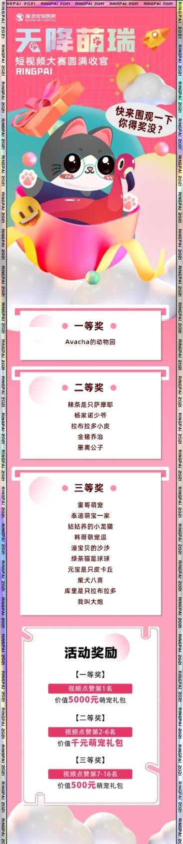  瑞派宠物医院天降萌瑞抖音短视频大赛圆满收官！获奖名单出炉啦！