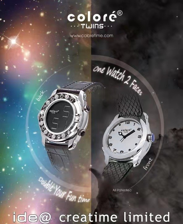  双面显示原创设计腕表，时尚潮流品牌卡云尼 Coloré Twins 