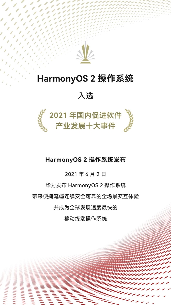 2021年国内促进软件产业发展十大事件出炉，HarmonyOS 2入选