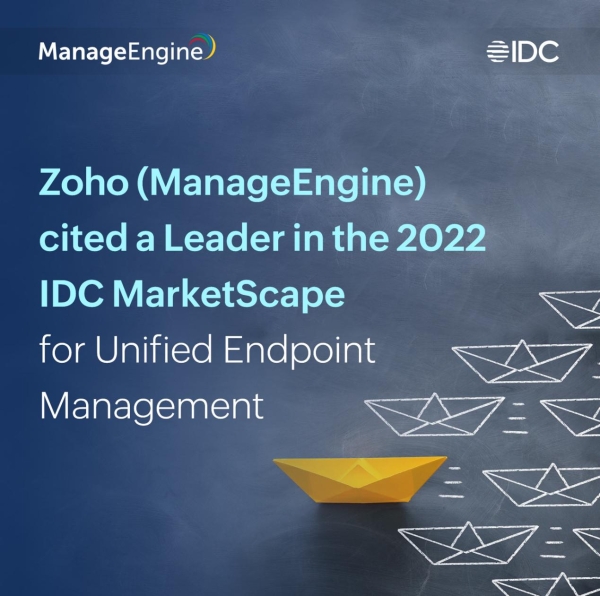 ManageEngine在三项IDC MarketScape统一端点管理供应商评估中被评为领导者