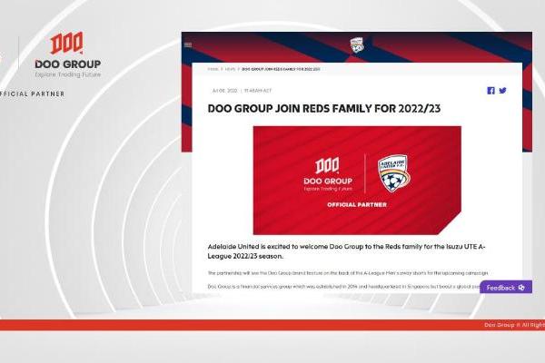 Doo Group 正式成为阿德莱德联足球俱乐部官方合作伙伴 