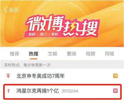 又是你！鸿星尔克，再捐1个亿登上热搜滴第1！
