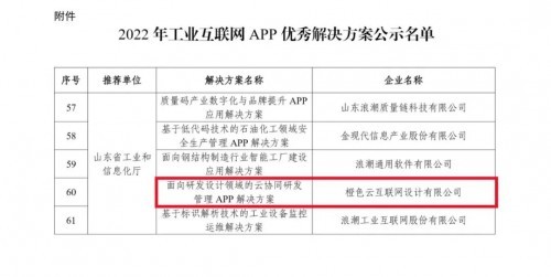 工业互联网APP优秀解决方案名单公布，橙色云助力中小微企业研发上云