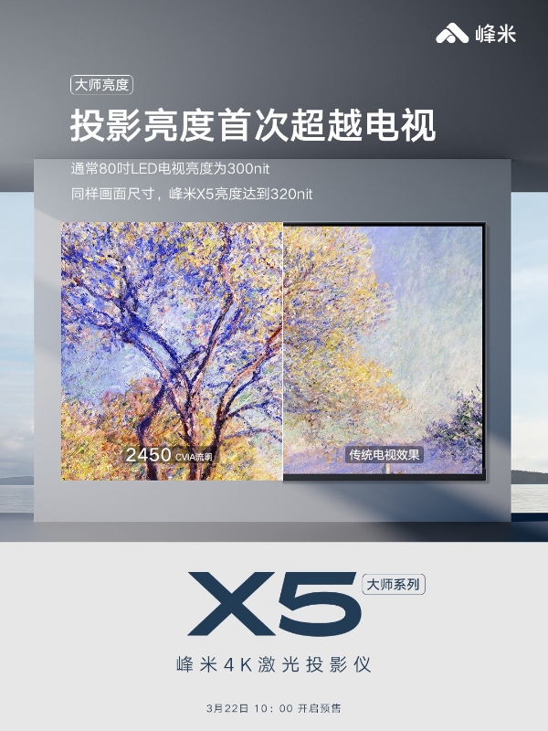 千吋大屏，震撼体验，峰米X5 4K激光投影仪正式上市