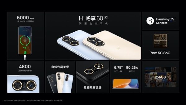 鸿蒙生态手机 Hi畅享60 5G 新品发布，仅售价 1399 元起