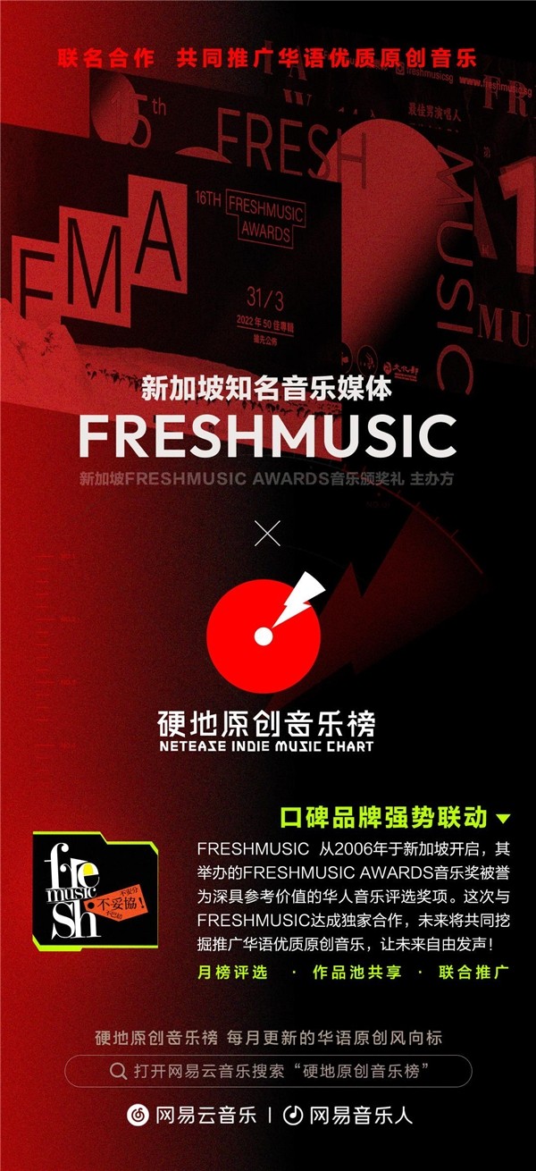 网易云音乐「硬地原创音乐榜」与新加坡知名音乐媒体「Freshmusic」达成独家合作
