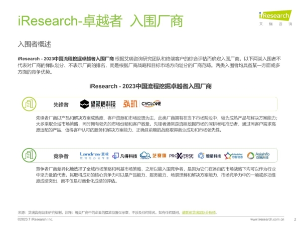 望繁信科技实力入选《中国流程挖掘行业研究报告》，成为流程挖掘卓越者标杆