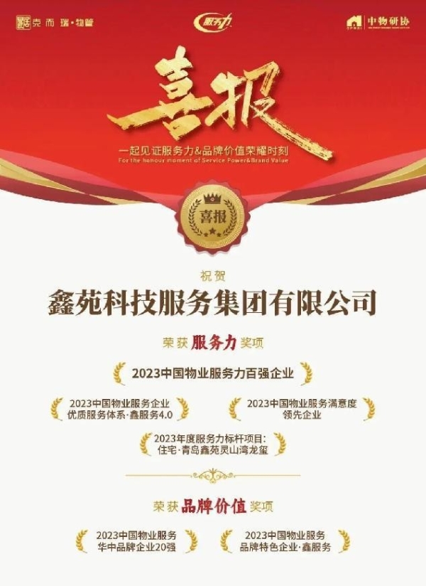 鑫苑脱颖而出,成2023中国物业服务力百强企业_TOM资讯