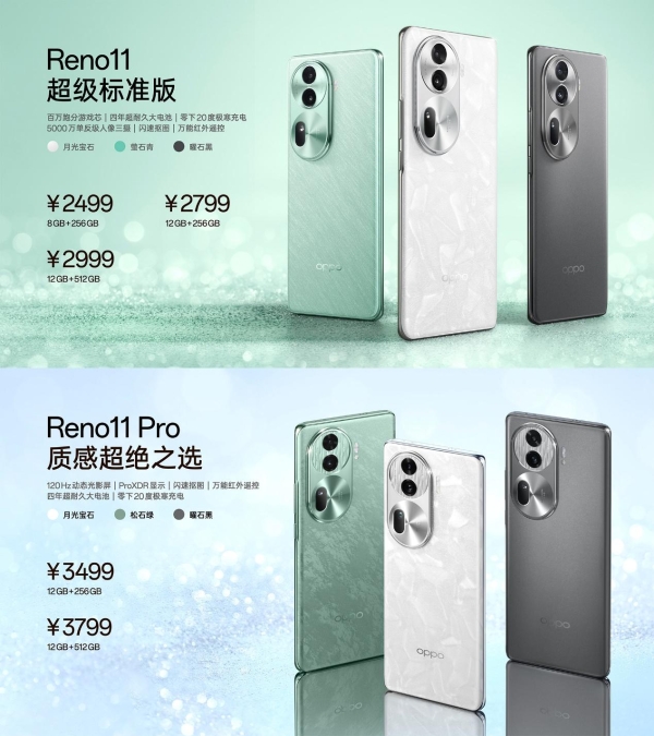 OPPO Reno11系列发布，全系单反级人像，2499元真香起售